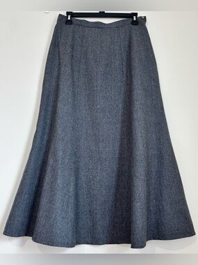 Susan Bristol vintage office career gray wool A-line flared midi long skirt 12